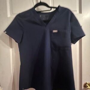 Figs Deep Blue Scrub Top
